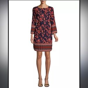 beachlunchlounge Women's Floral 3/4 Length Sleeve Mini Dress - size S